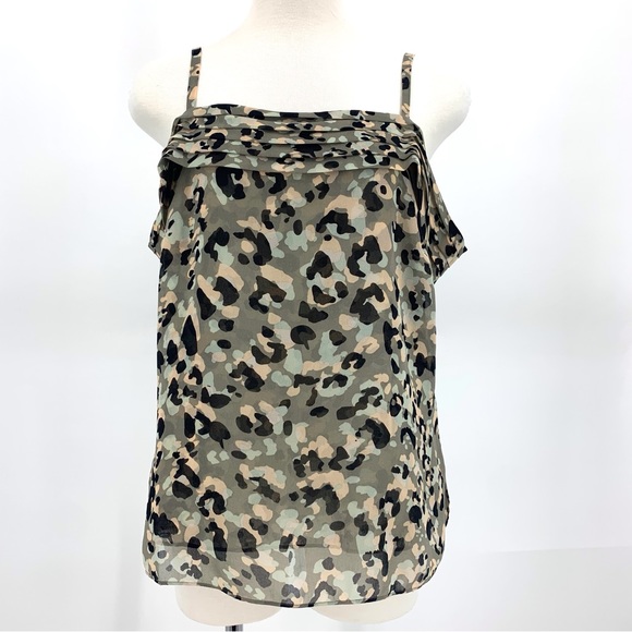 Cabi Tiered Top # 5360, Camo Print Off-the-Shoulder Layered Tank Top, Small - Picture 4 of 17